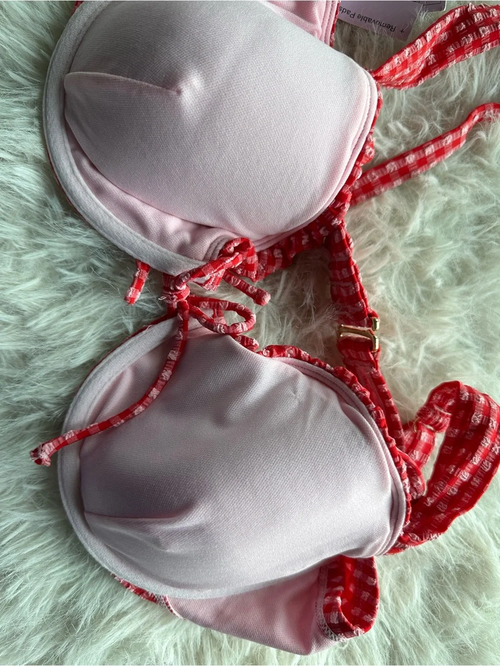 wild fable Red Gingham Underwire Bikini top  8-DD 10-D